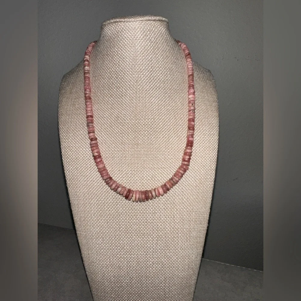 Rhodochrosite bead necklace by Jay King - Picture 4 of 13